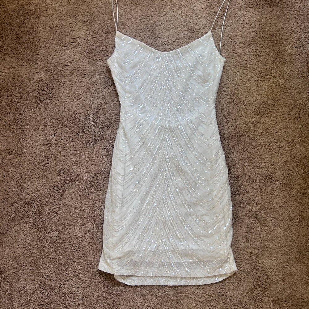 Windsor Sequin Strappy Back White Homecoming Dress